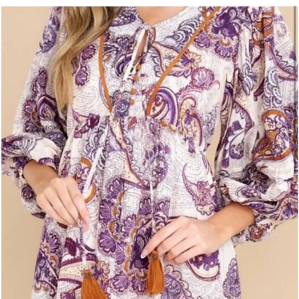 Band Of The Free Boutique NWT White & Paisley Dress - Picture 3 of 13